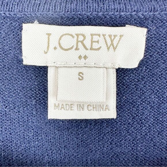 J. Crew Dotted Short Sleeve Sweater Knit Top Navy Polka Dot Crew Small - Picture 7 of 11